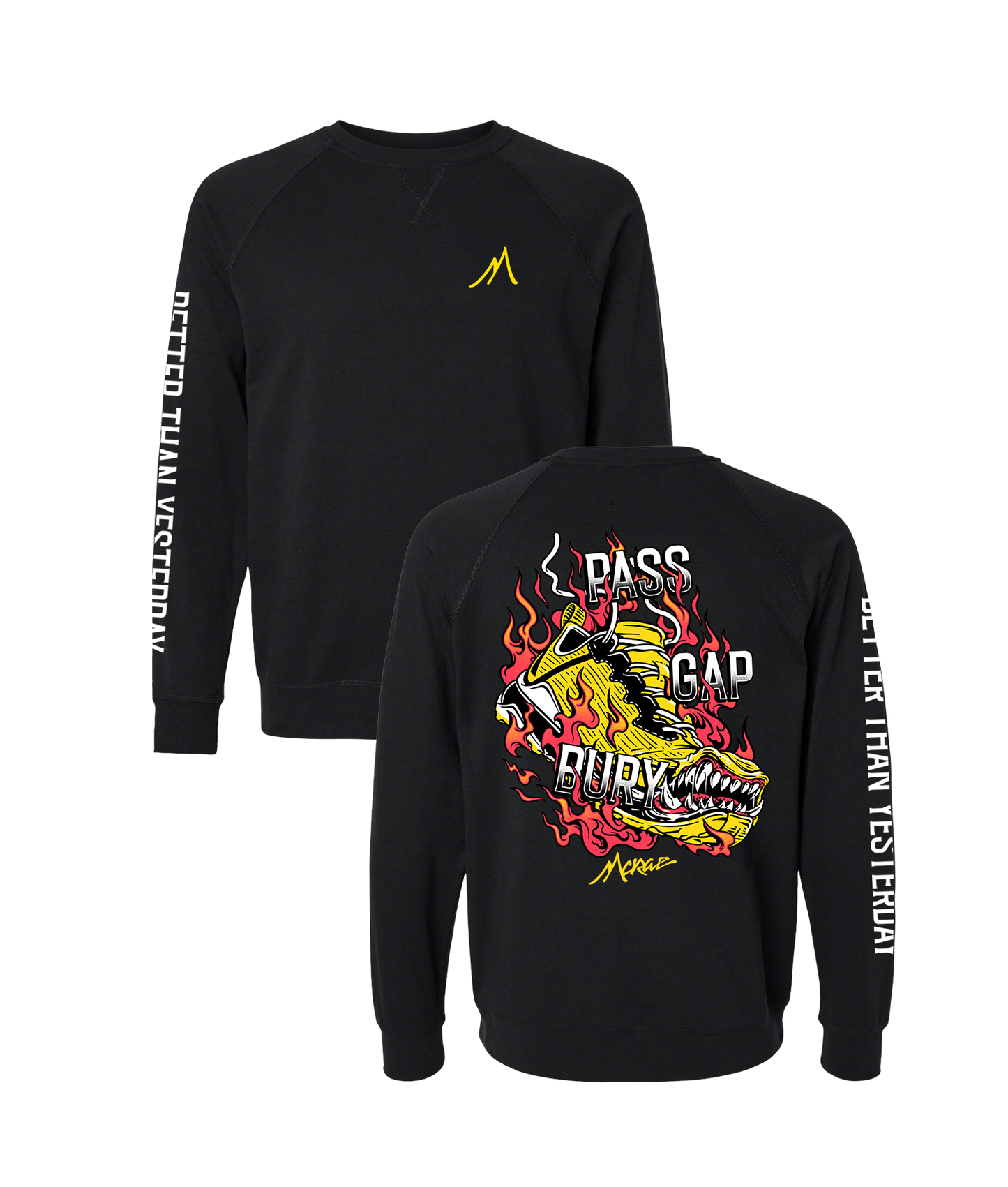 Pass Gap Bury Raglan Crewneck Sweatshirt - Black V2
