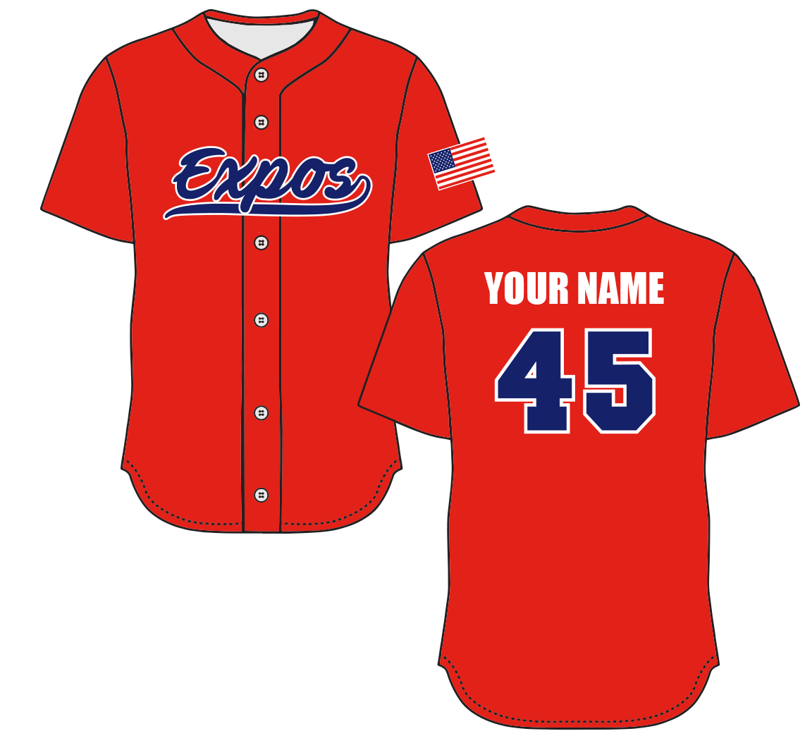 Expos Red Button Down Jersey