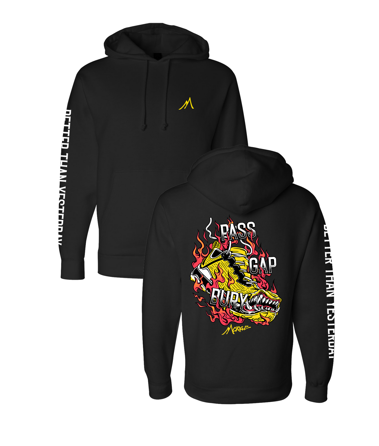 Pass Gap Bury Hooded Pullover Sweatshirt - Black