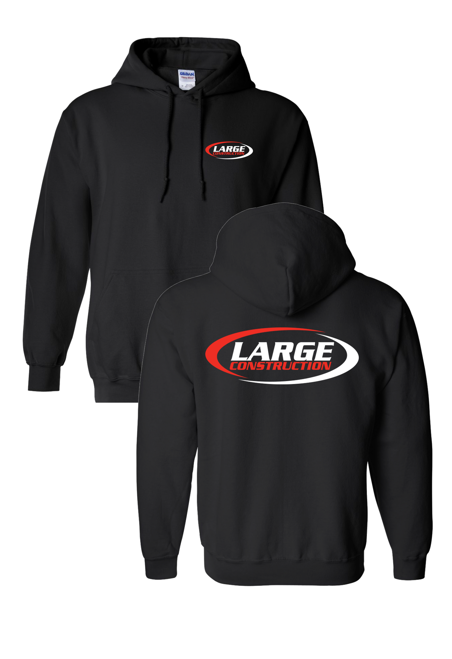 Large Construction - Gildan Black Pullover Hoodie