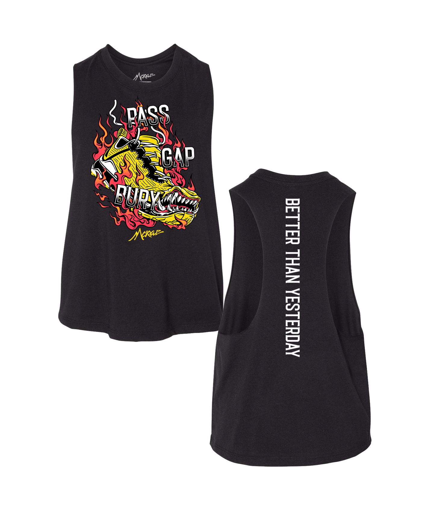 Pass Gap Bury Racerback Crop Tank - Black