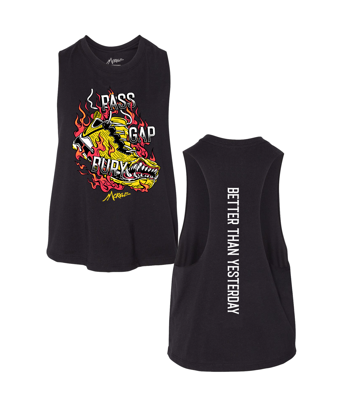 Pass Gap Bury Racerback Crop Tank - Black V2