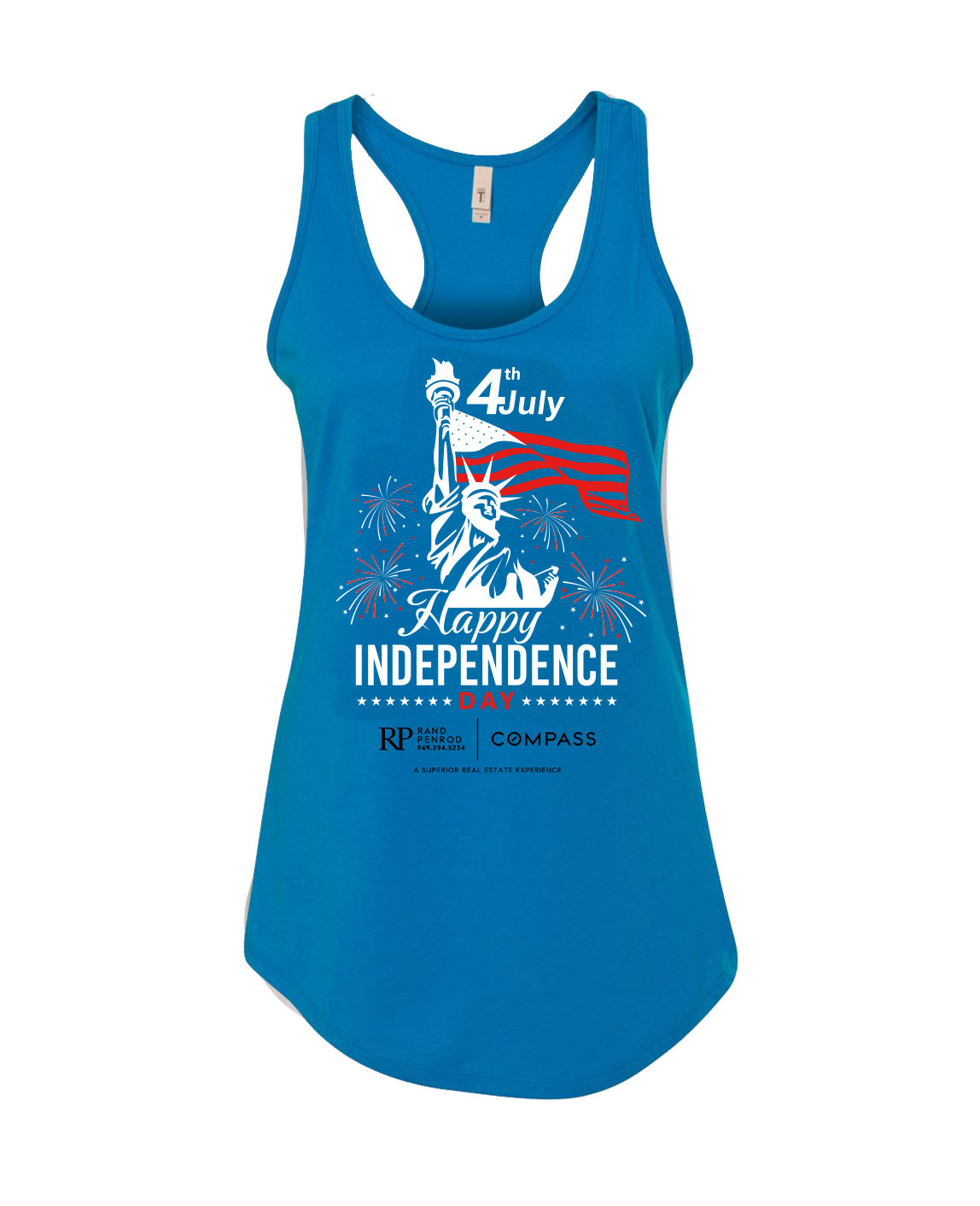 RP Rand Penrod Independence Day Ladies Turquoise Tank