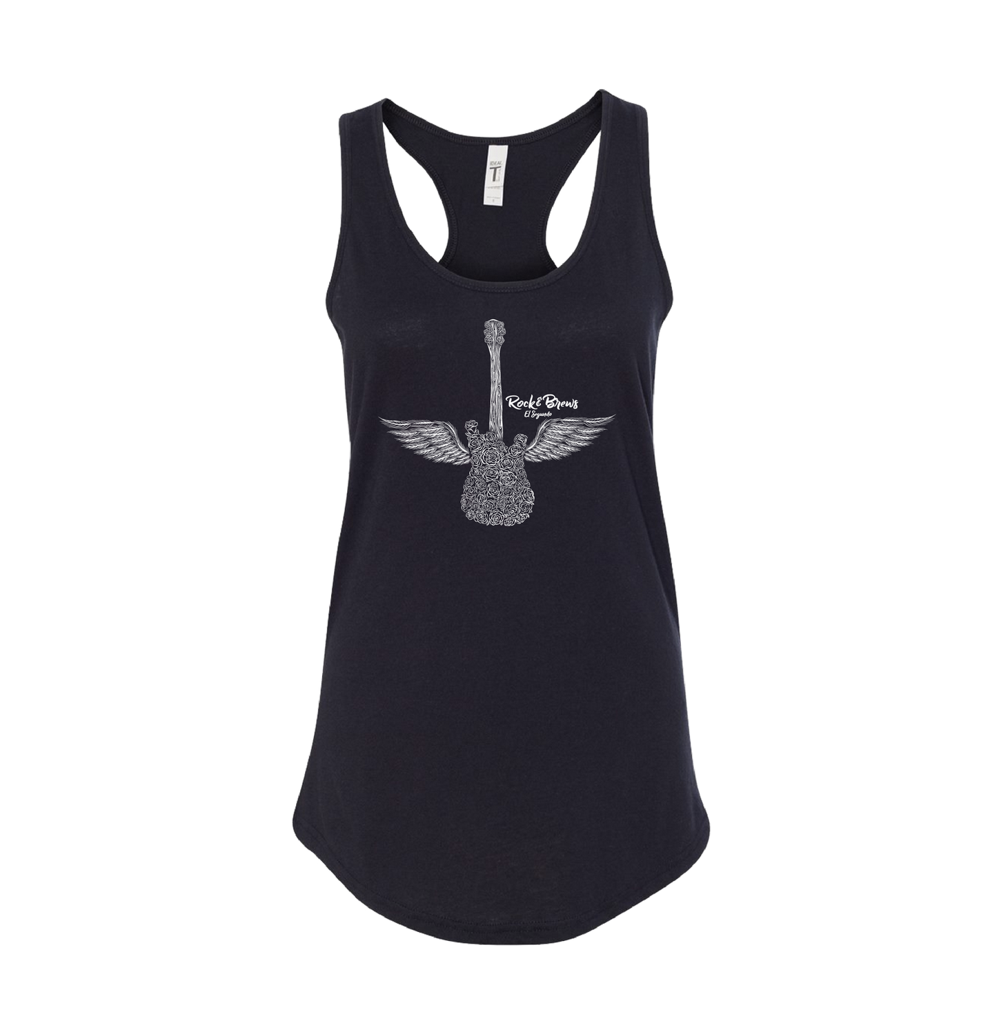 Rock and Brews Ladies Rose Guitar Tank