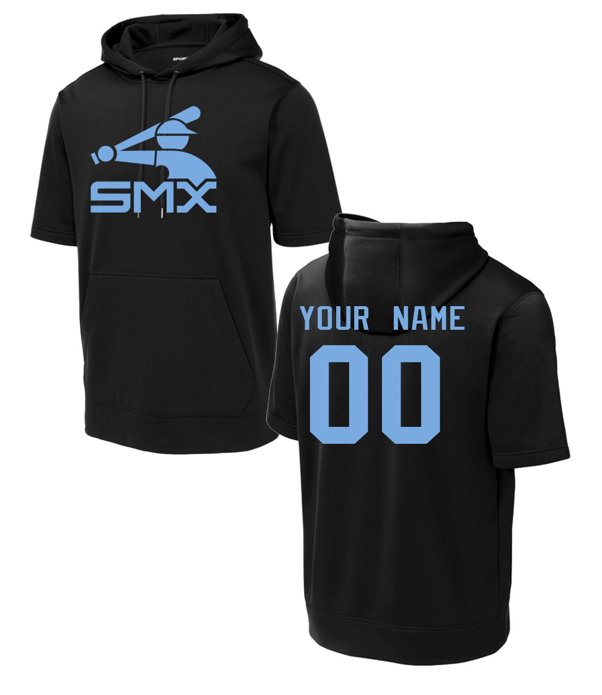 SMX SportTek Short Sleeve Hoodie - With Name and Number - ON DEMAND