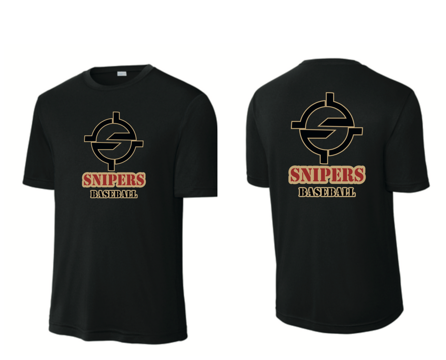 Snipers - Baseball Practice Tee - Red (DRI FIT) Adult & Youth