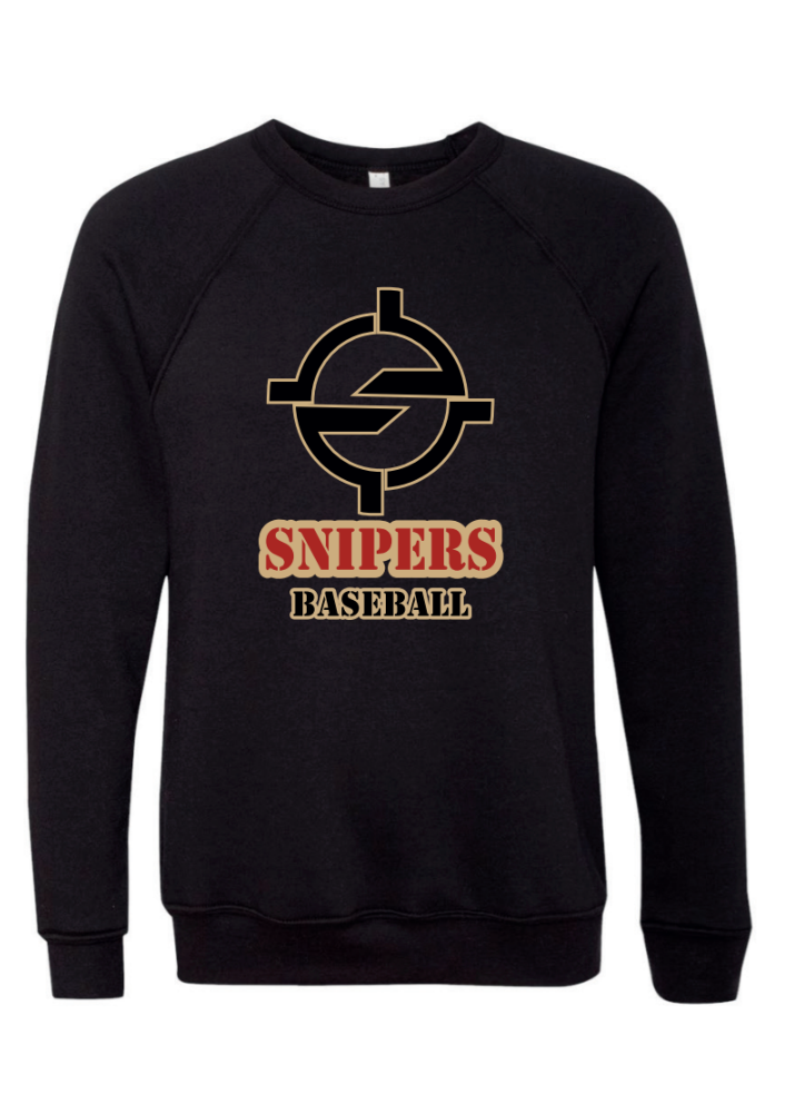 Snipers Baseball Bella Fleece Crewneck Sweatshirt Black