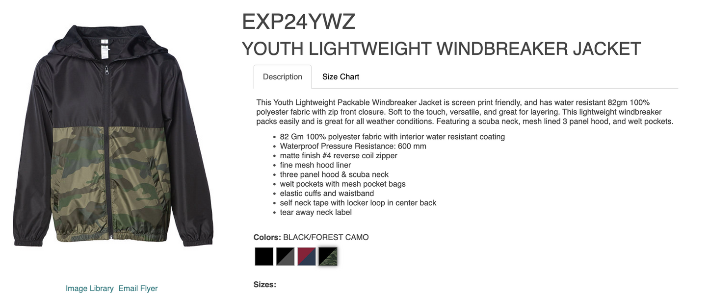 Independent Trading Co - EXP24YWZ - YOUTH LIGHTWEIGHT WINDBREAKER JACKET