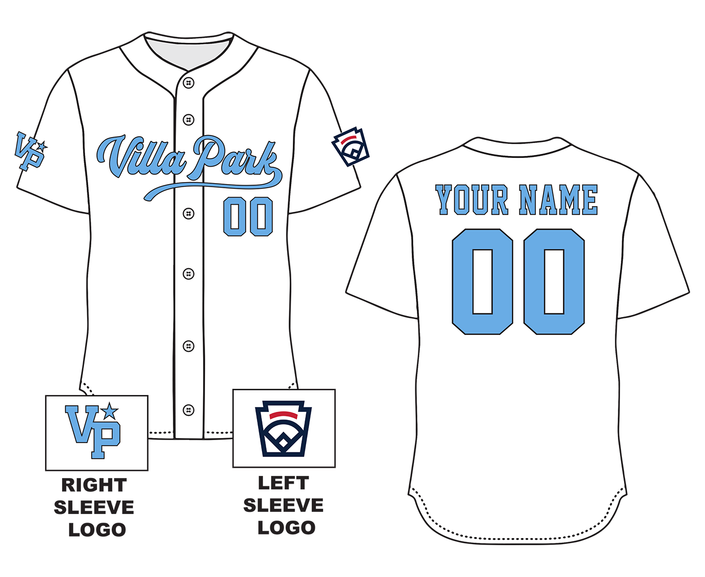 VP AllStars Button Down White Sublimated Jersey