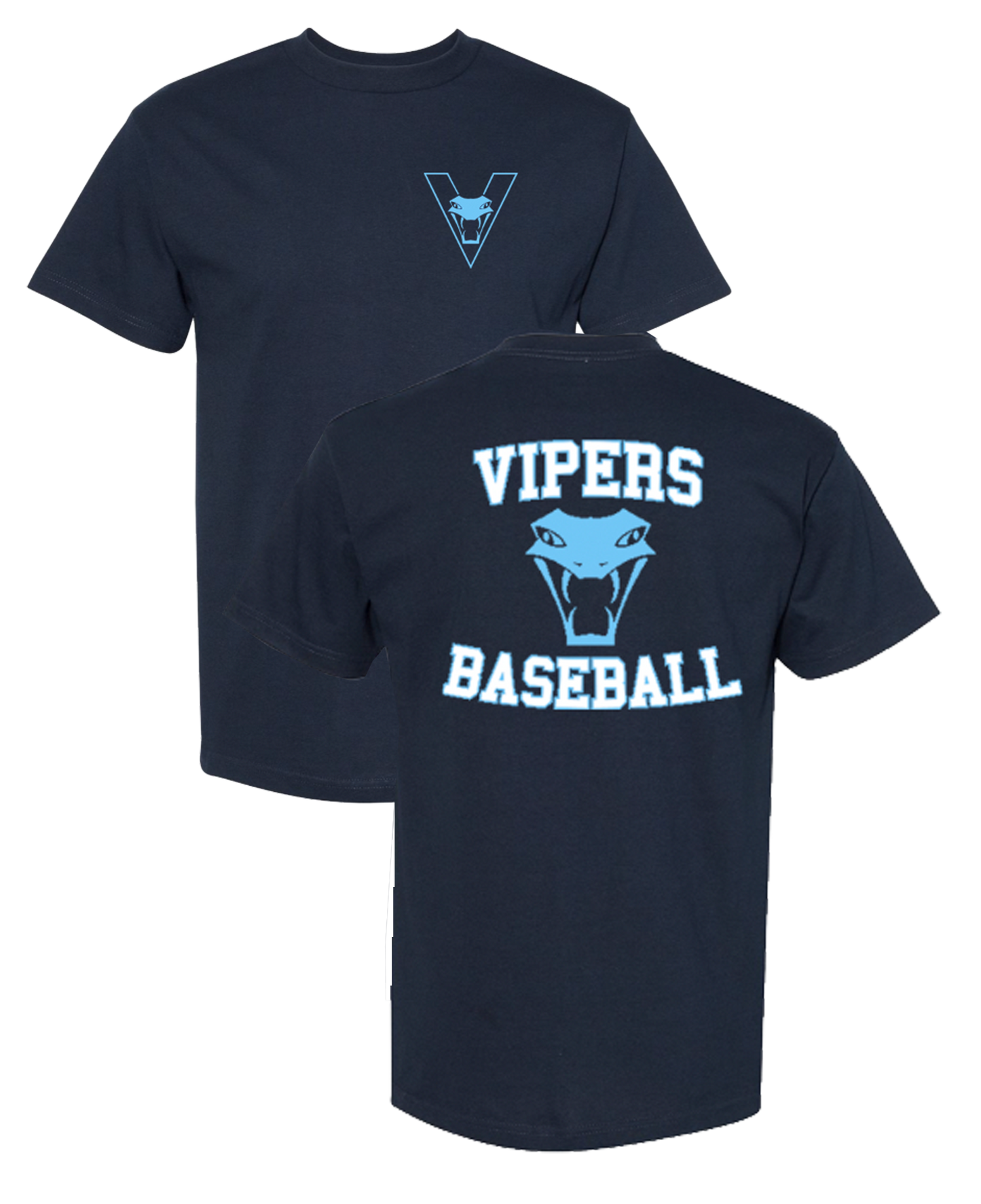 Vipers Baseball Tee V logo - Navy (Cotton) Adult & Youth