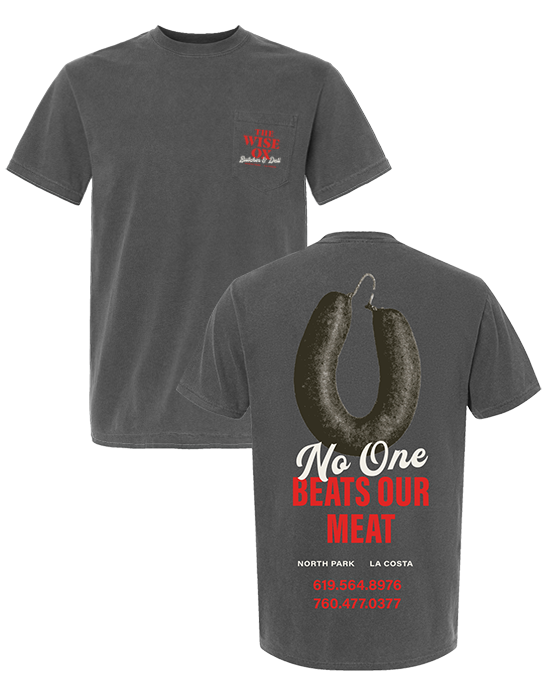 Wise Ox No One Beats Meats Comfort Colors Pepper 6030 On the Pocket Print