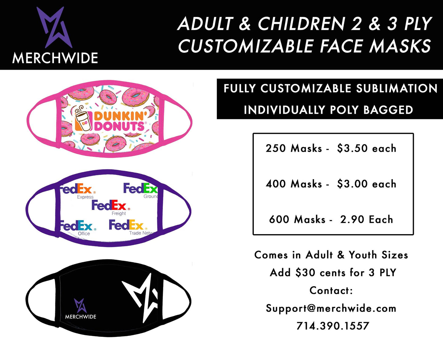 Sublimated Custom FaceMask - Full Color