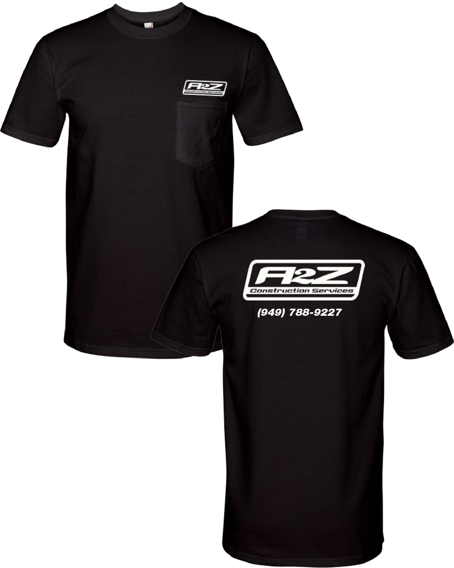 A2Z - Black Tee Pocket Tee (with White print)