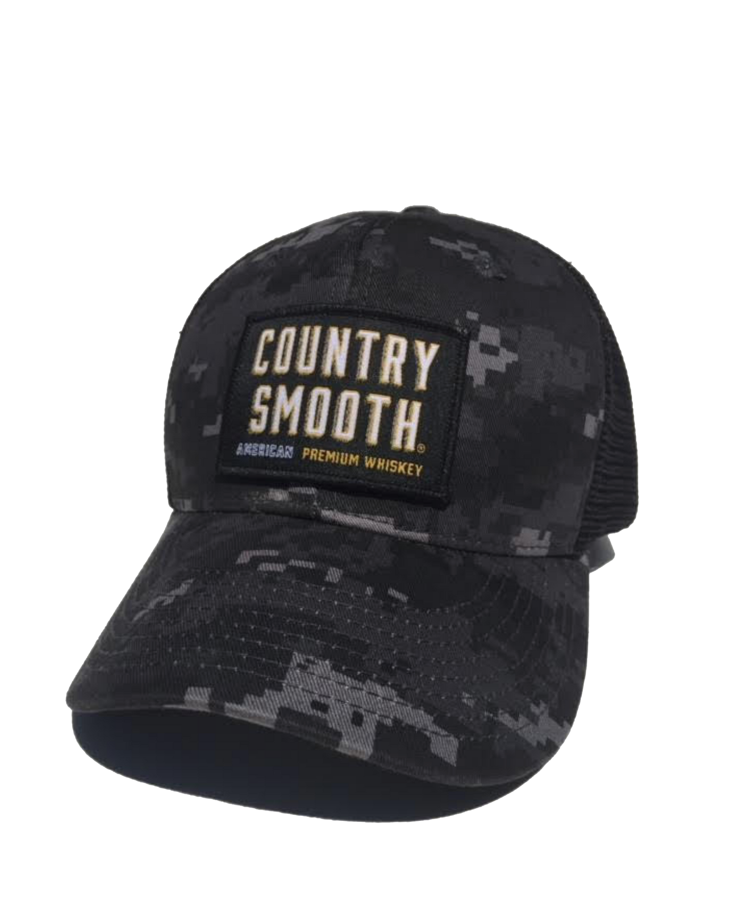 Country Smooth - 5 Panel Flat Bill Trucker Hat (NTG/BLK)
