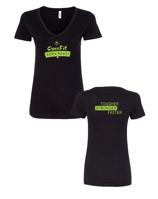 CFBR Ladies Vneck (Banner Logo - Lime)
