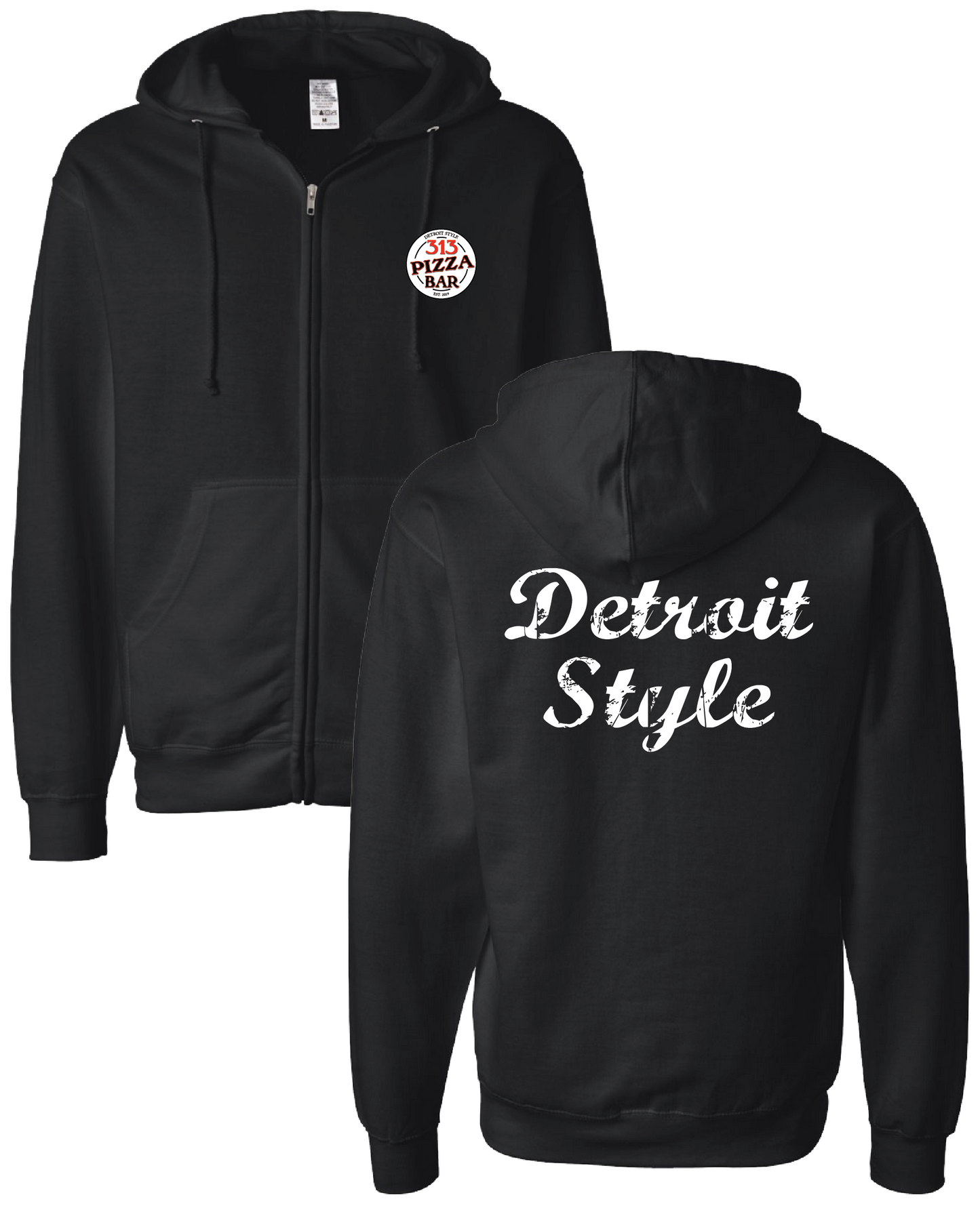 Detroit Style Zip Hoodie - Unisex Black