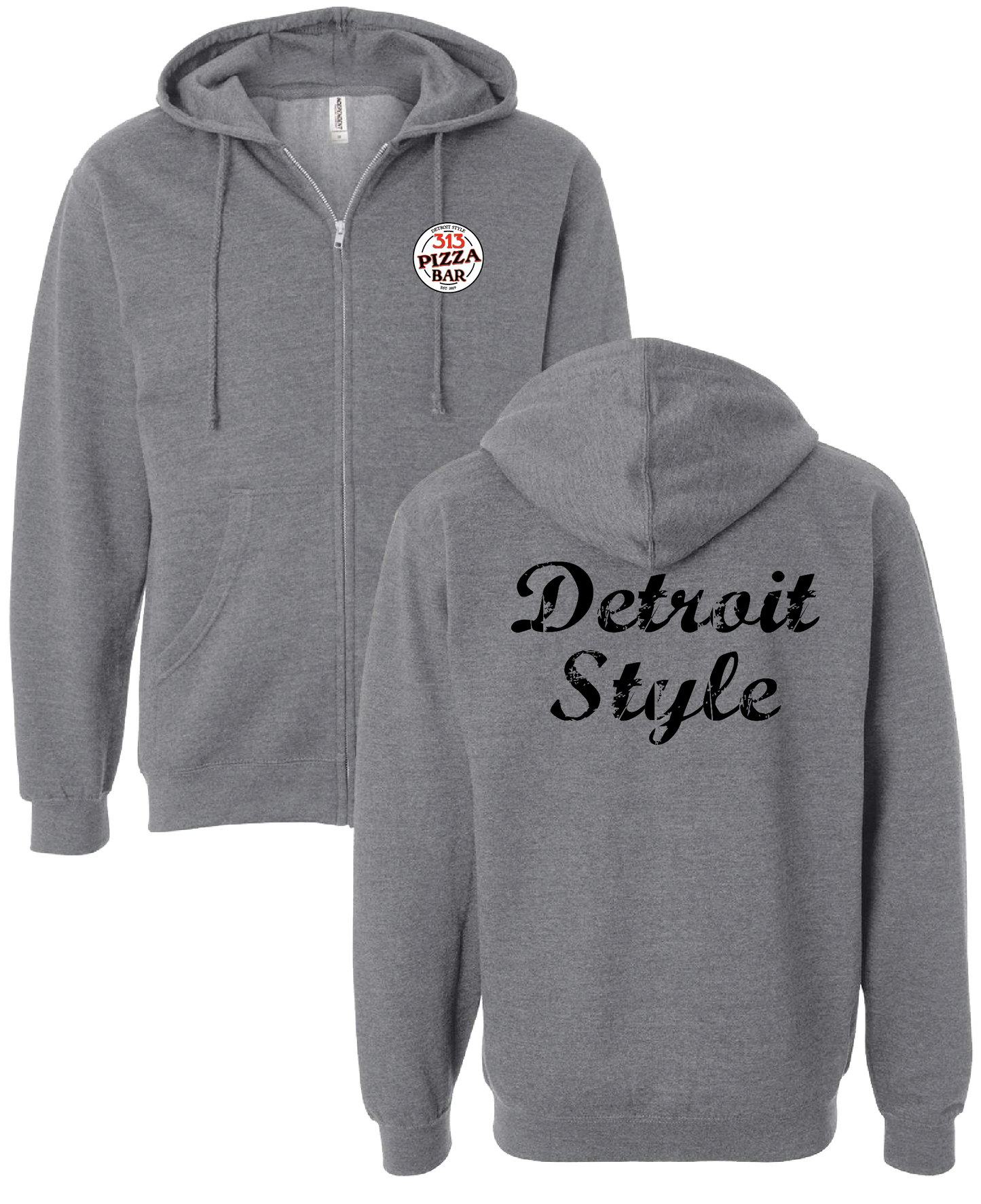 Detroit Style Zip Hoodie - Unisex Gunmetal Grey