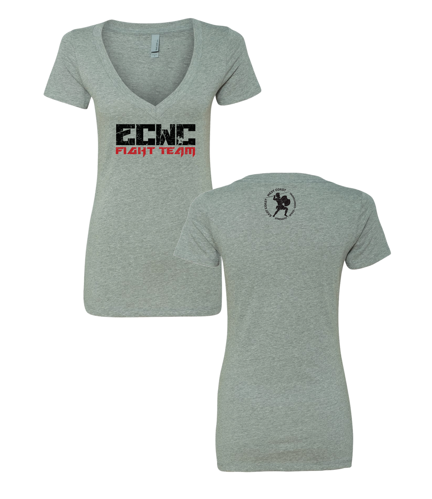 Womens ECWC Fight Team V-neck (Dark Heather Grey)