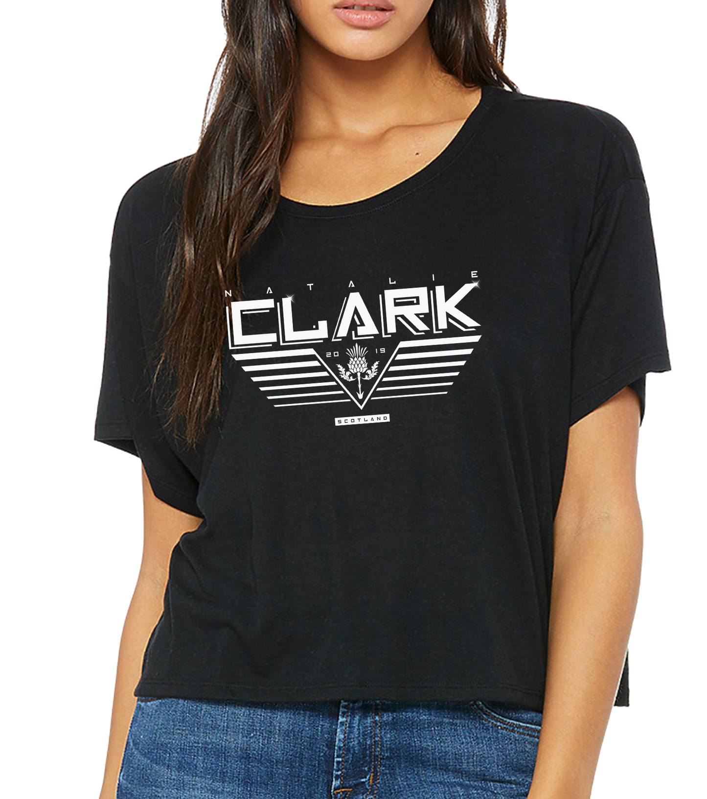 NATALIECLARK - BLACK 'WINGS' BOXY T (white text)