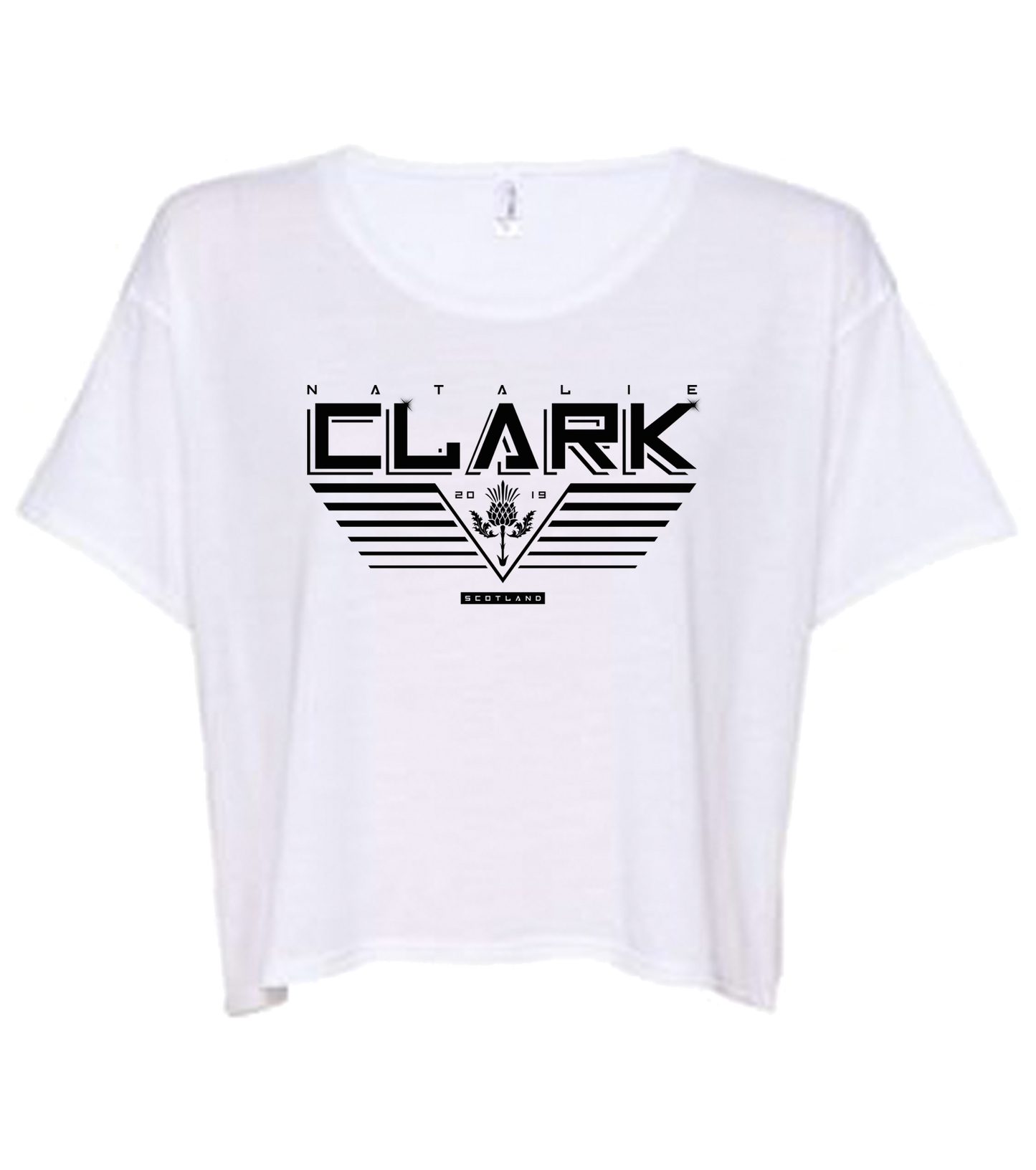 NATALIECLARK - WHITE 'WINGS' BOXY T (black text)