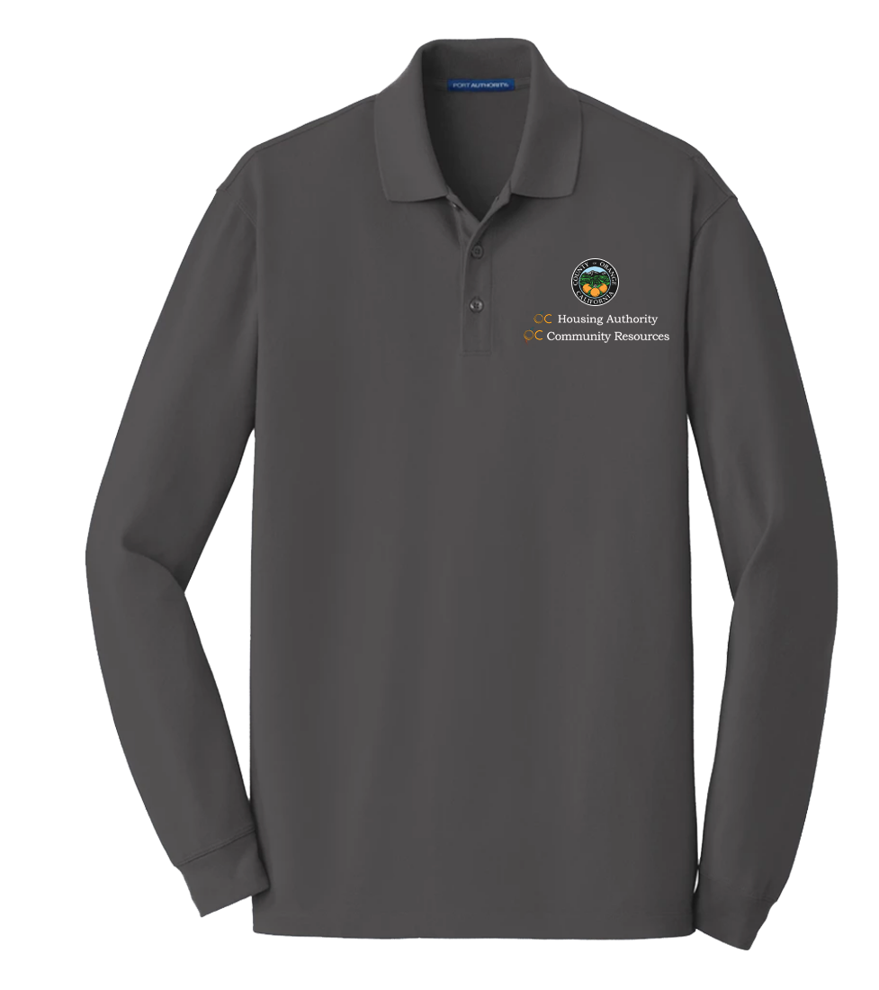 Mens Port Authority® EZCotton™ Long Sleeve Polo (OCHA)