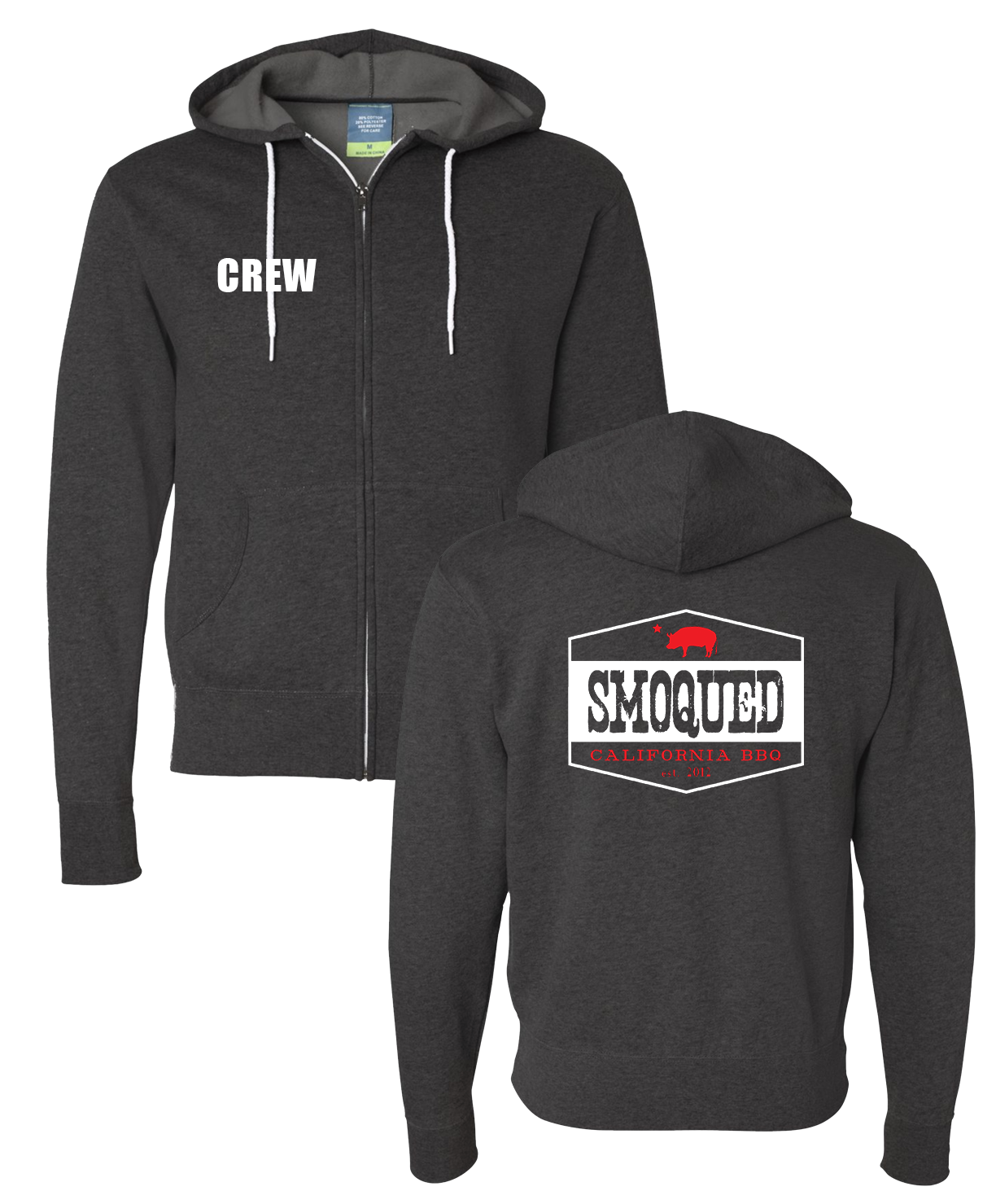 Smoqued - CREW Zip Hoodie (Charcoal Heather)