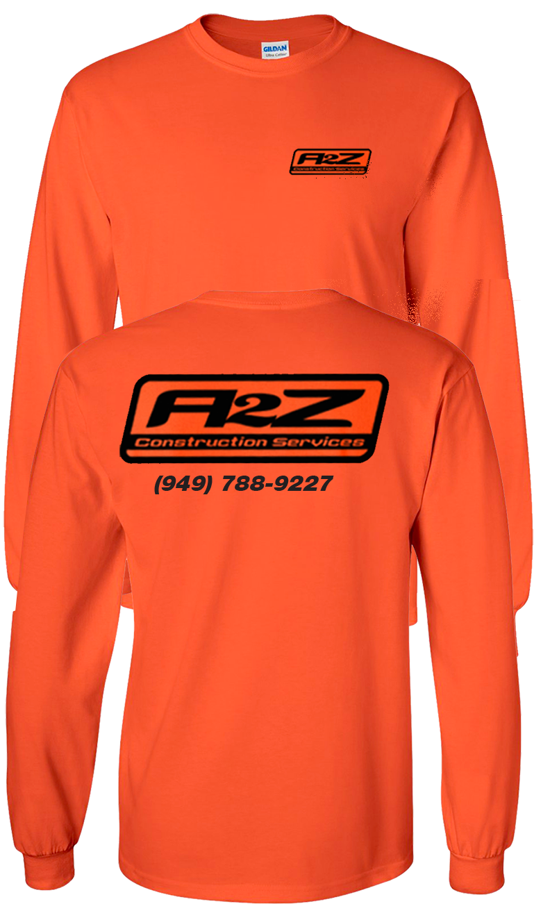 A2Z - BRIGHT ORANGE - Longsleeve (with black print)