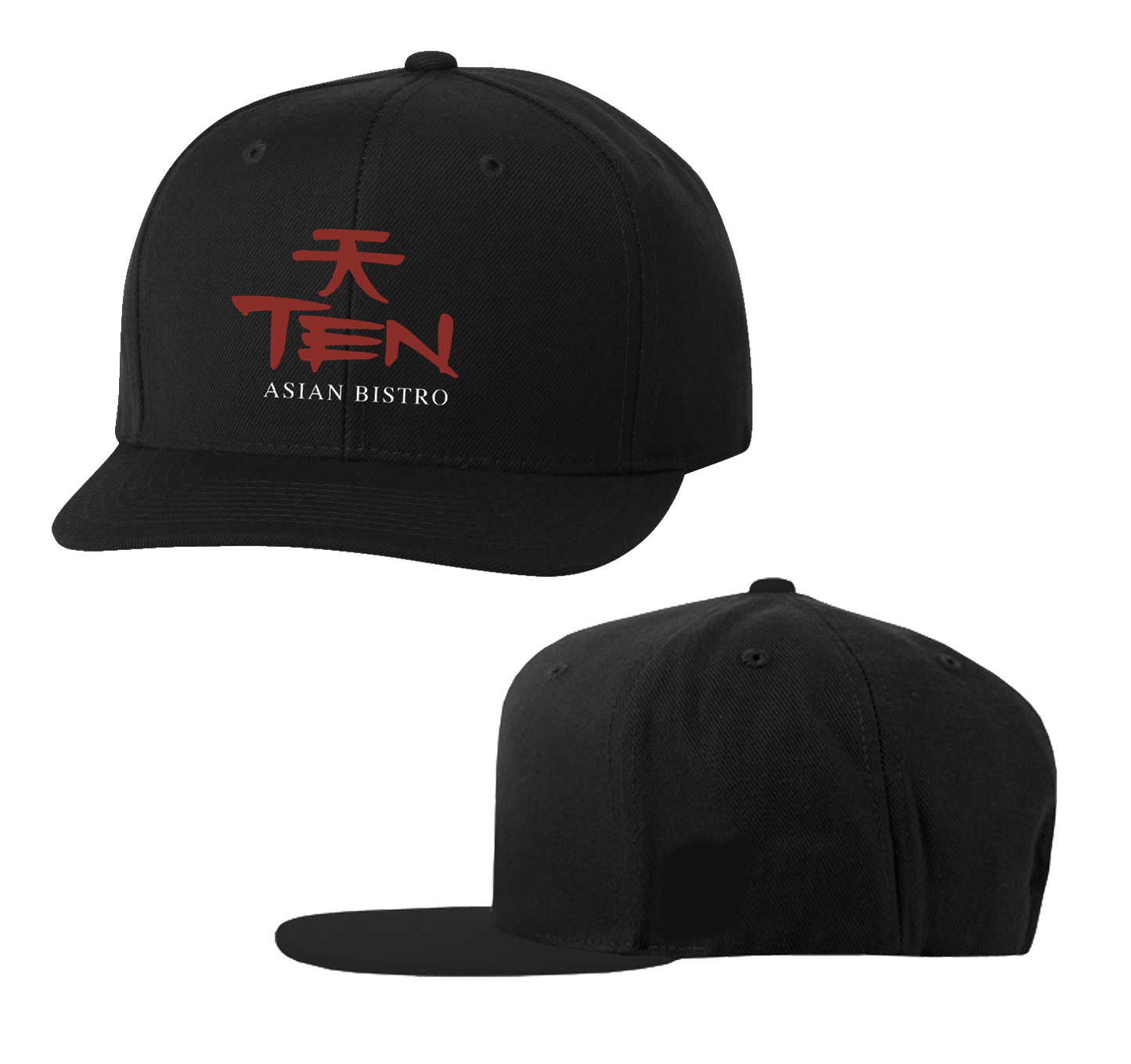 Ten Asian Bistro - Red/White Logo Embroidered Snapback (Black)