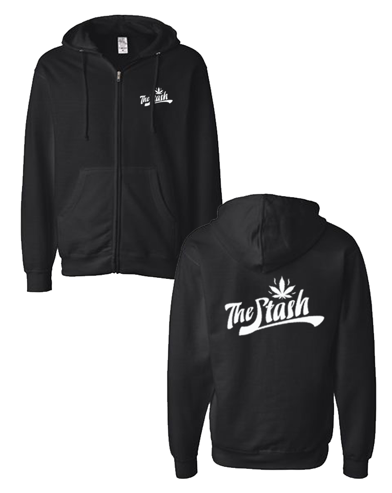 Stash - White Logo Zip Hoodie