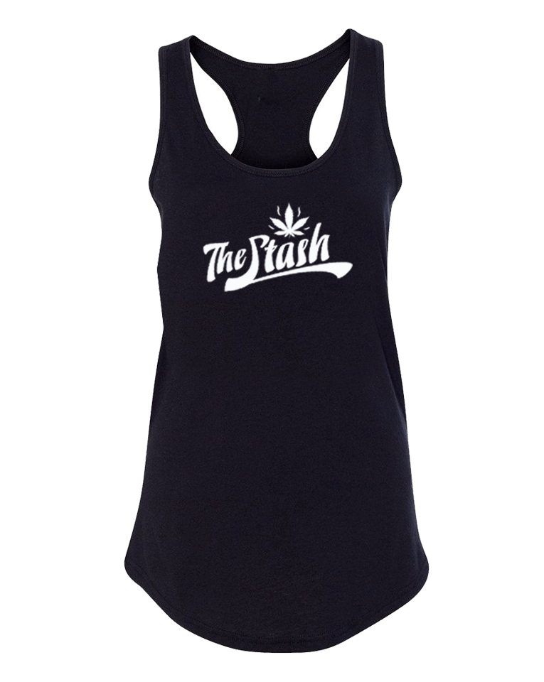 Stash - White Logo Racerback Women's Tank (Black)