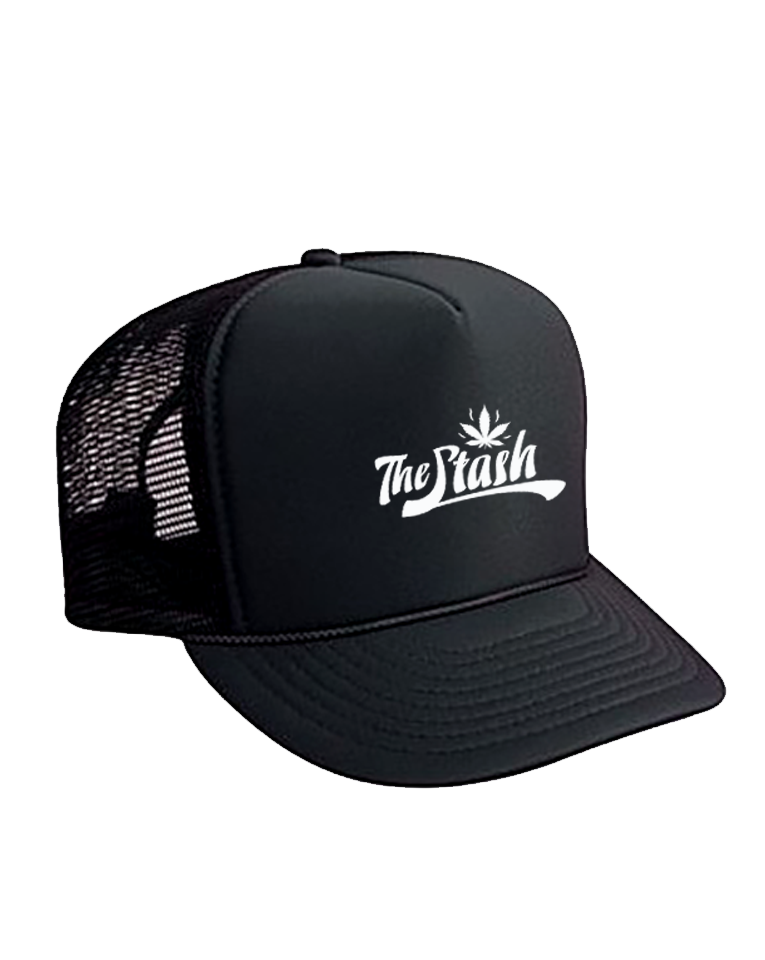 Stash - White Logo Mesh Trucker (Black)