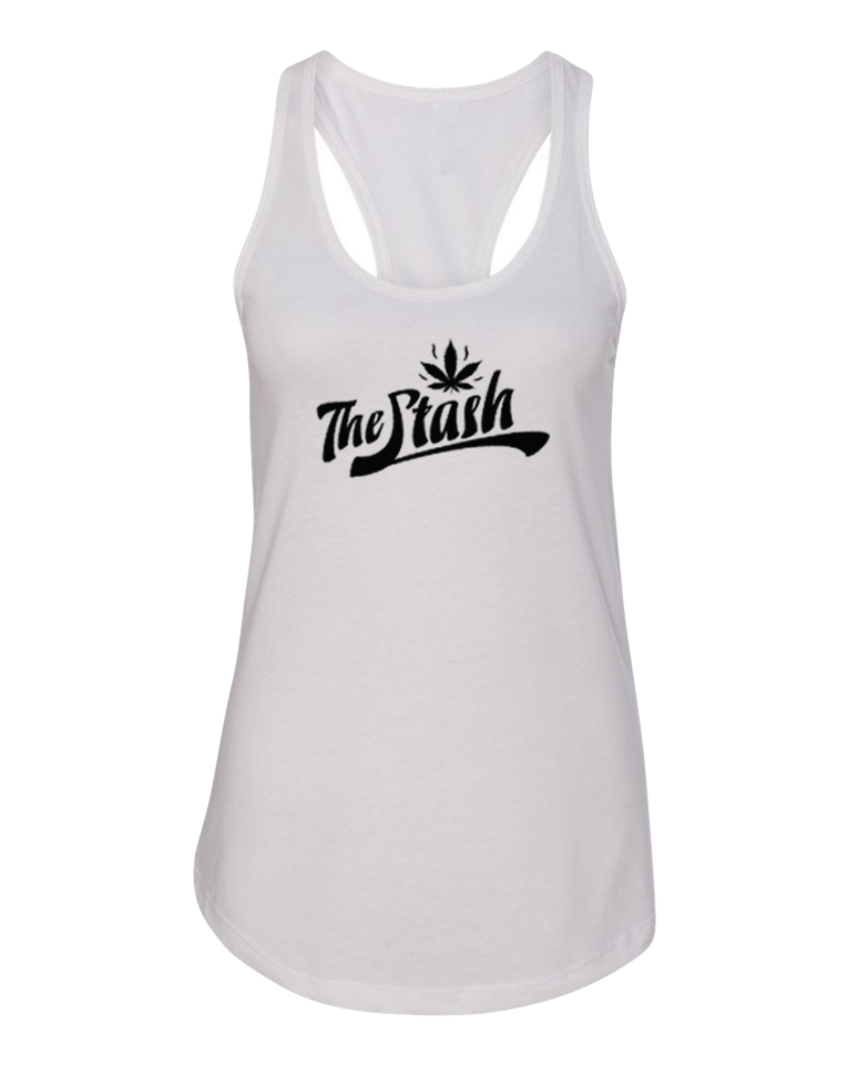 Stash - Black Logo Racerback Women's Tank (White)