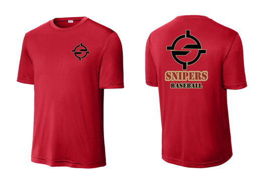 Snipers - Baseball Practice Tee - Red (DRI FIT) Adult & Youth