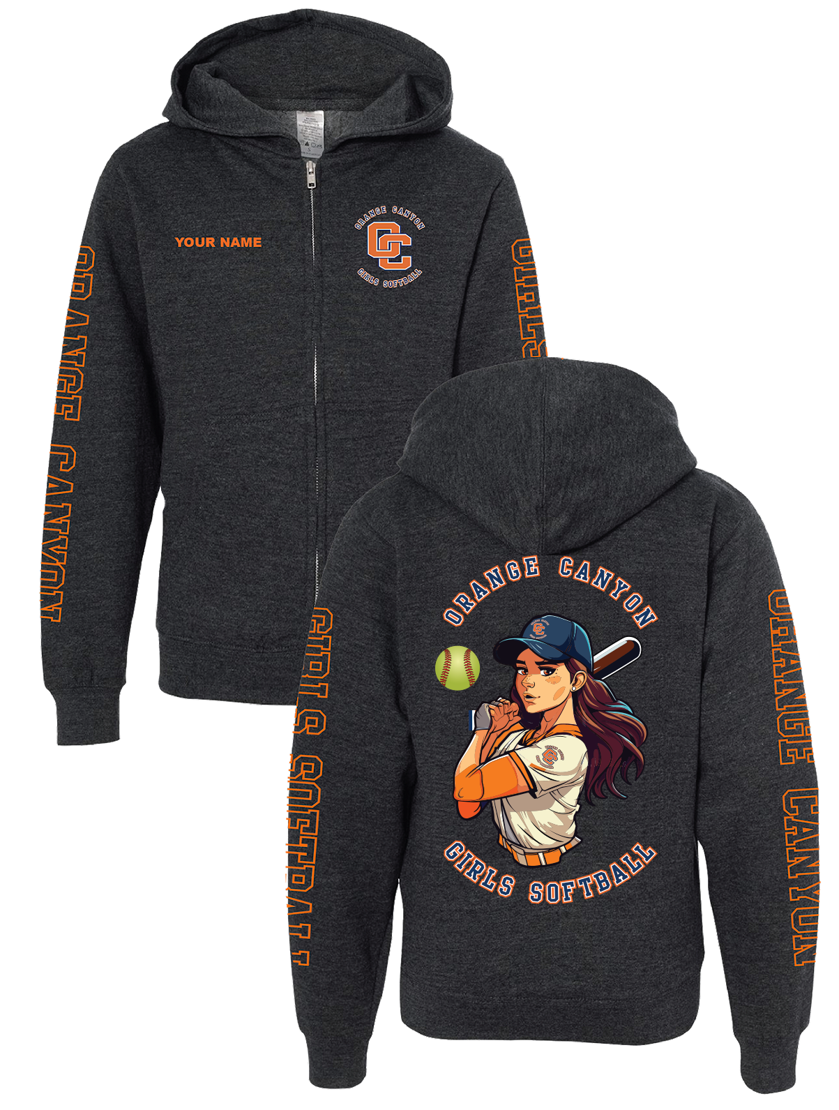 OCGS Youth Zippered Sweatshirt With Your Name V3