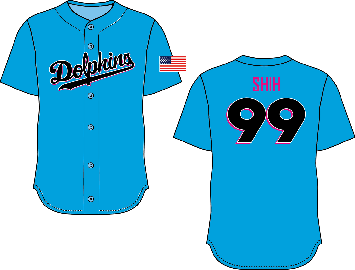 Dolphins Shih - White  Button Down Jersey