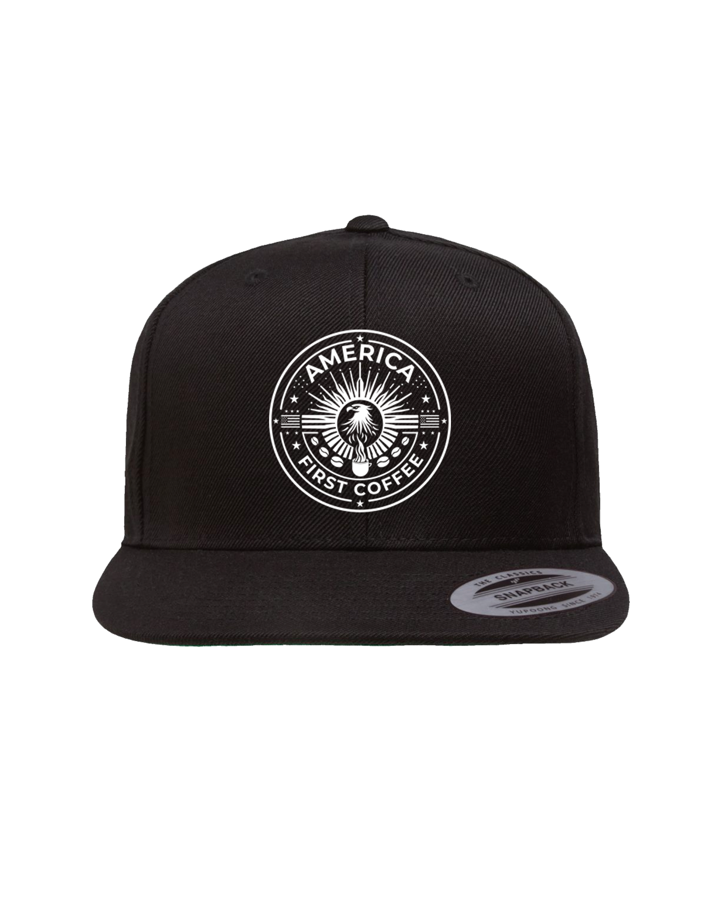 Americas Coffee Flat Bill Cap - Black with Patch