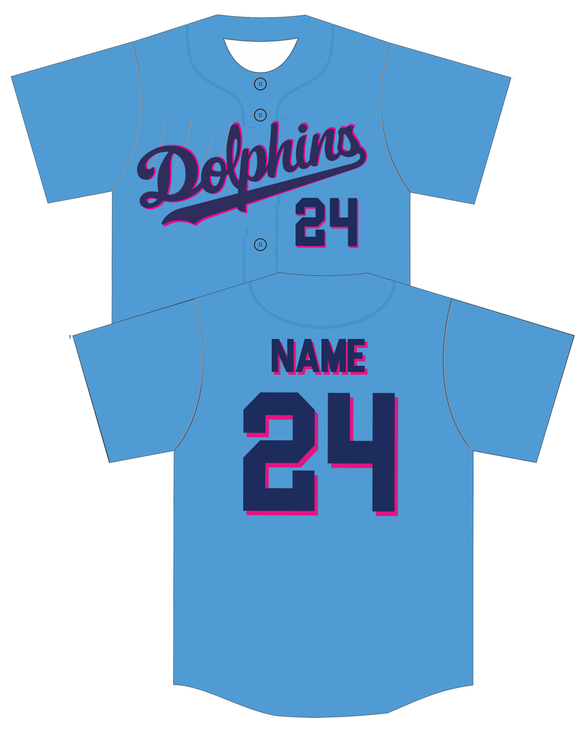Dolphins - Jersey with Your Name and Number (3 week turn time)