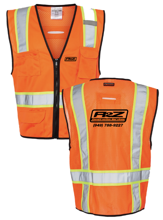 A2Z - Orange Safety Vest with Black