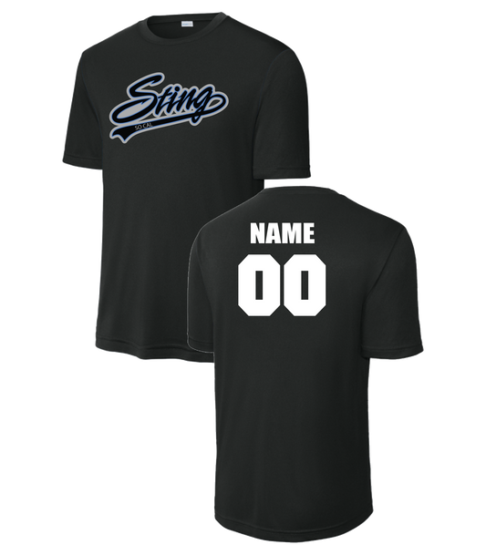 Sting Softball Dri Fit Tee with Name and Number (Youth and Adult) - Black