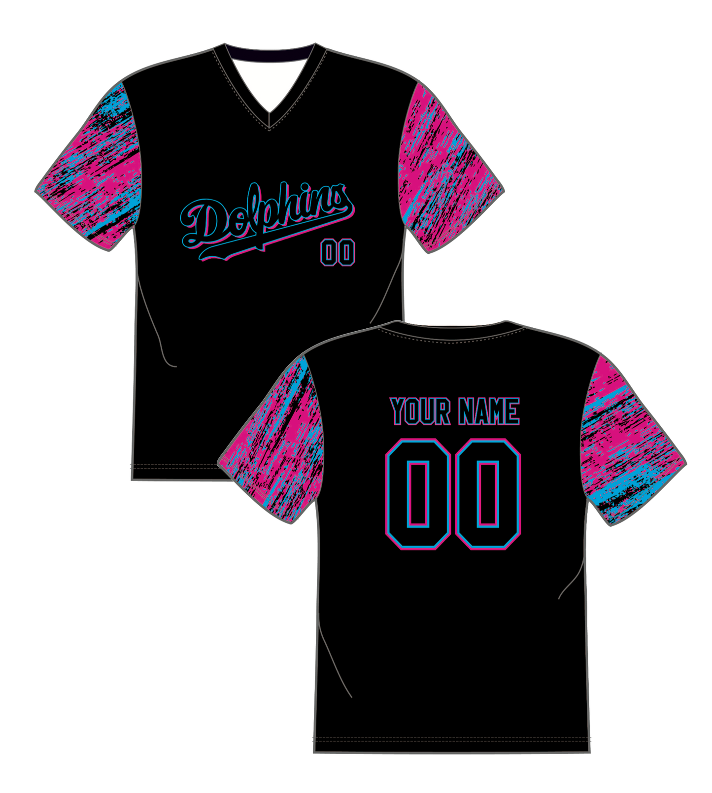 Dolphins - Specialty Jersey - Black/Blue/Pink - with Your Name and Number