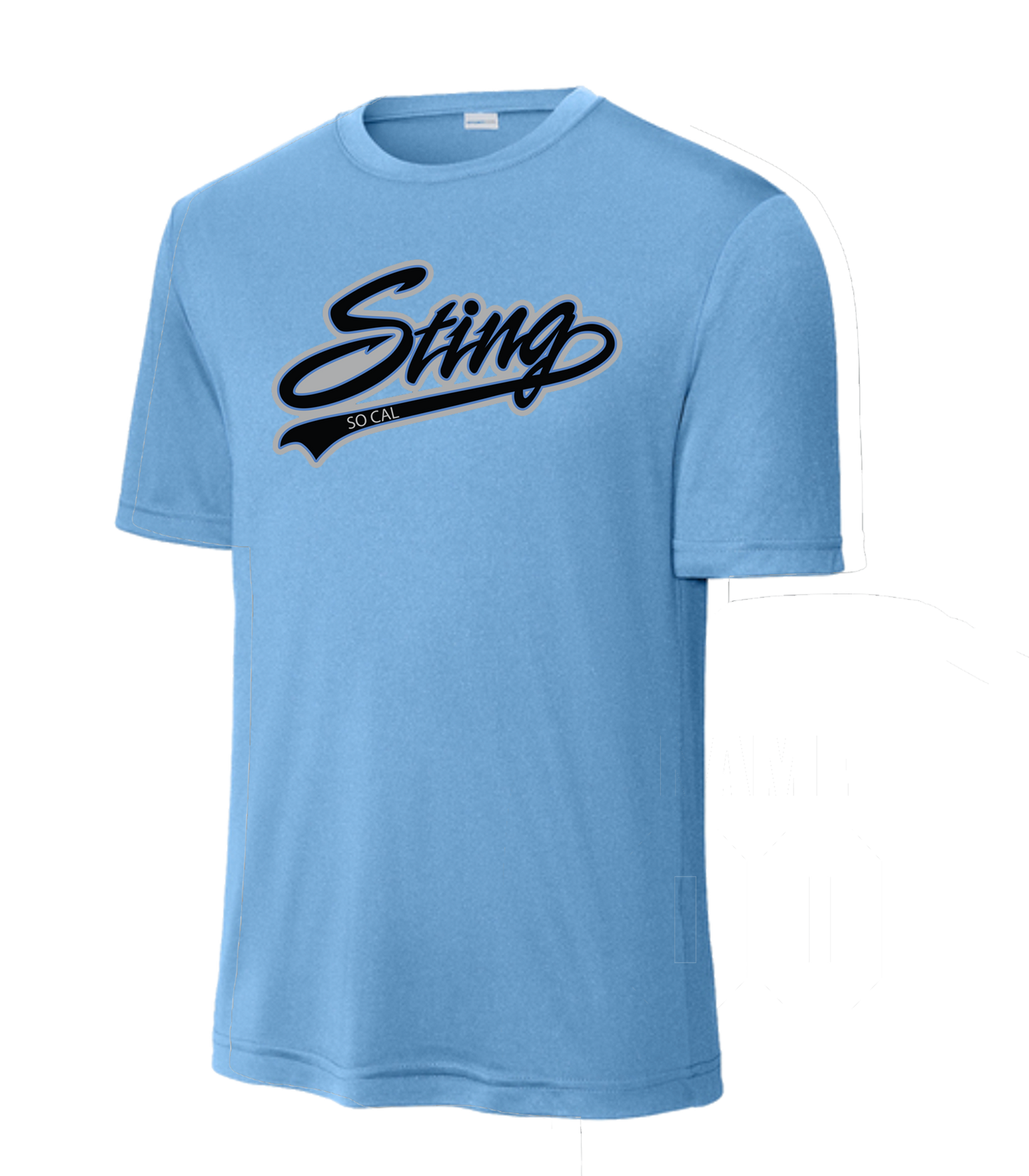 Sting Softball Dri Fit Tee - Front Only (Youth and Adult) - Carolina Blue