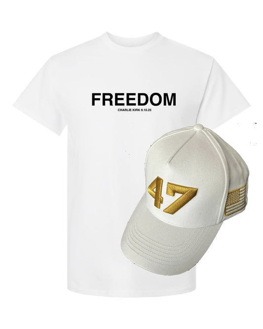 Charlie Kirk Freedom Tee and Hat Bundle