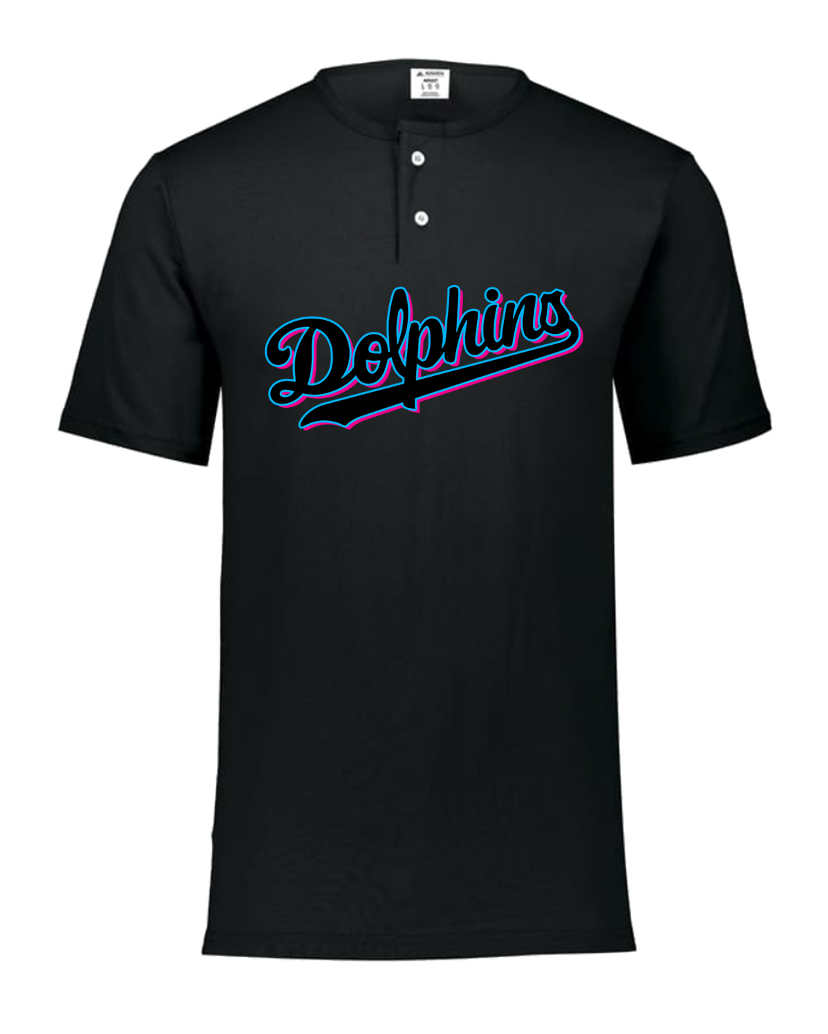 Dolphins Augusta 2 Button Baseball Jersey (With name and #)