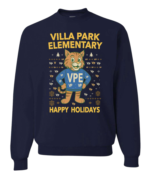 Happy Holiday Bobcat Navy Sweat