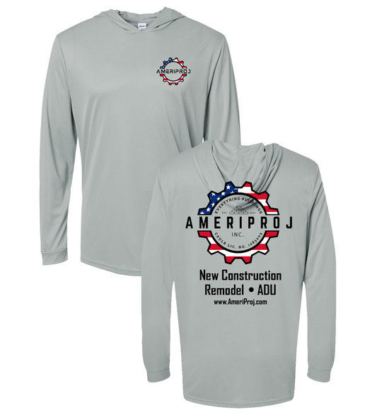 AmeriProj Longsleeve Hoodie Shirt (Medium Grey)