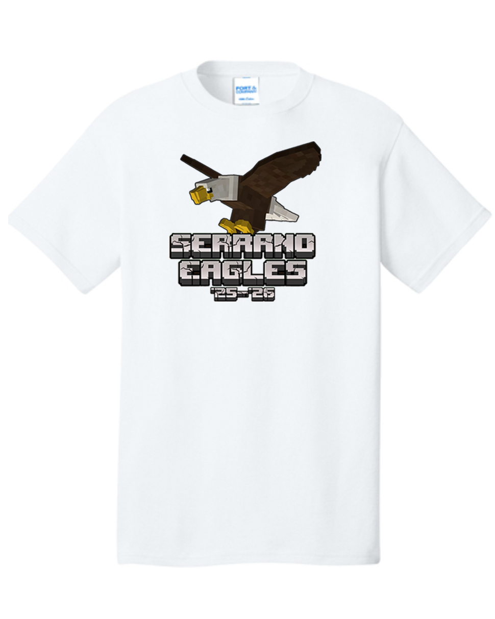 Serrano Elementary - Eagle Minecraft Tee Shirt - Youth & Adult - Cotton/Dri-Fit