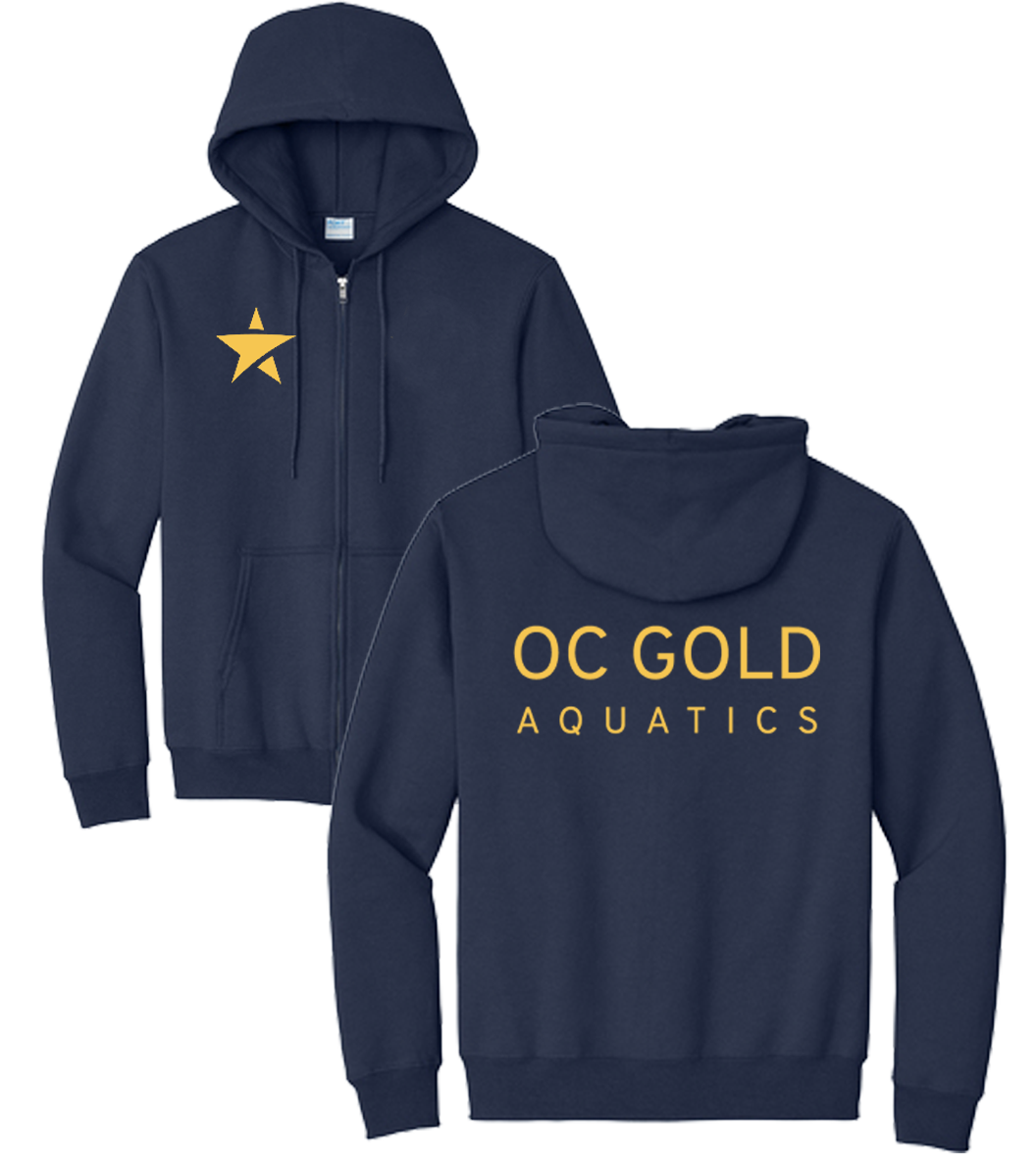 OC Gold Aquatics Adult Zip Hoodie