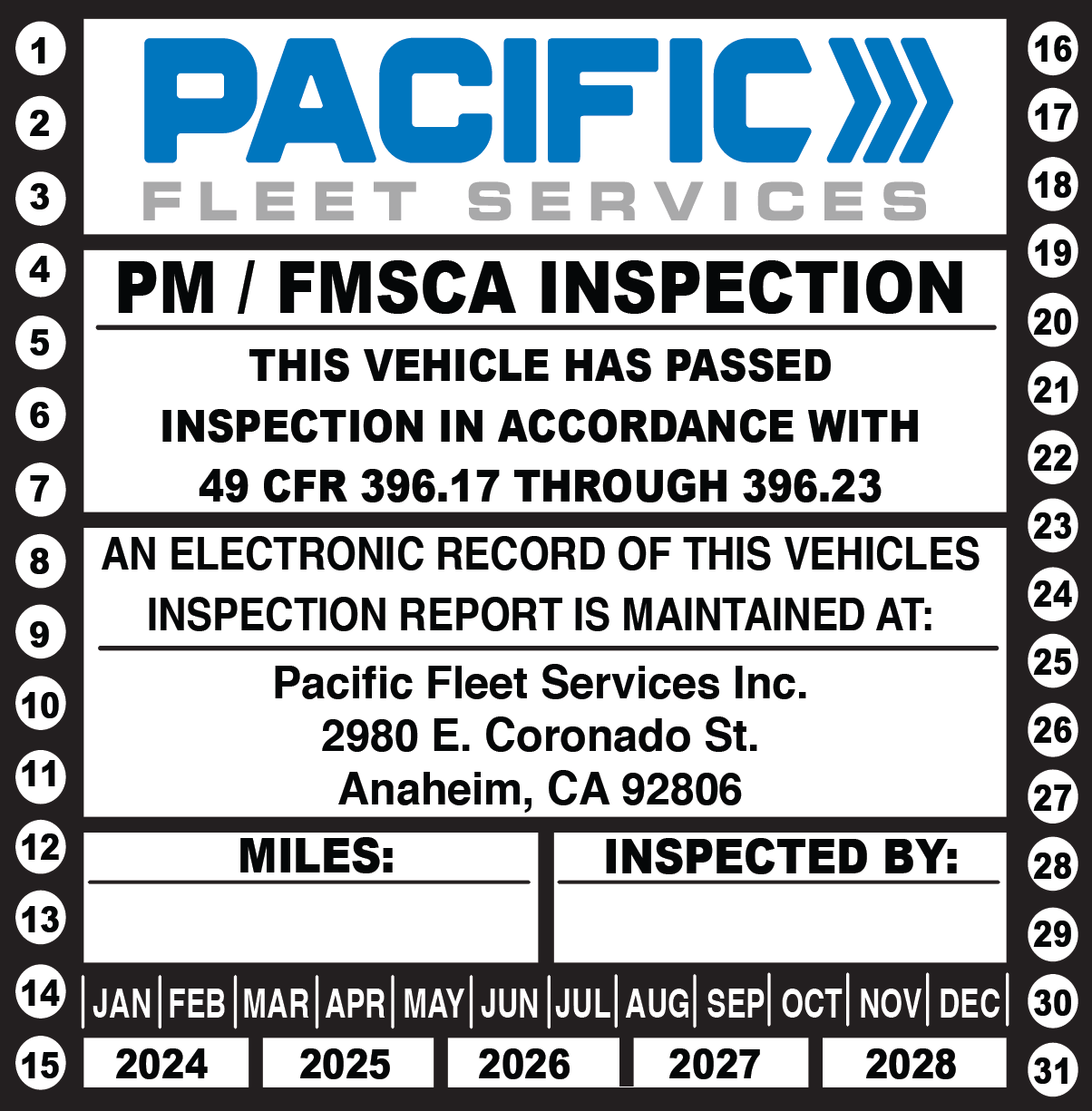 Pacific Fleet Inspection Sticker