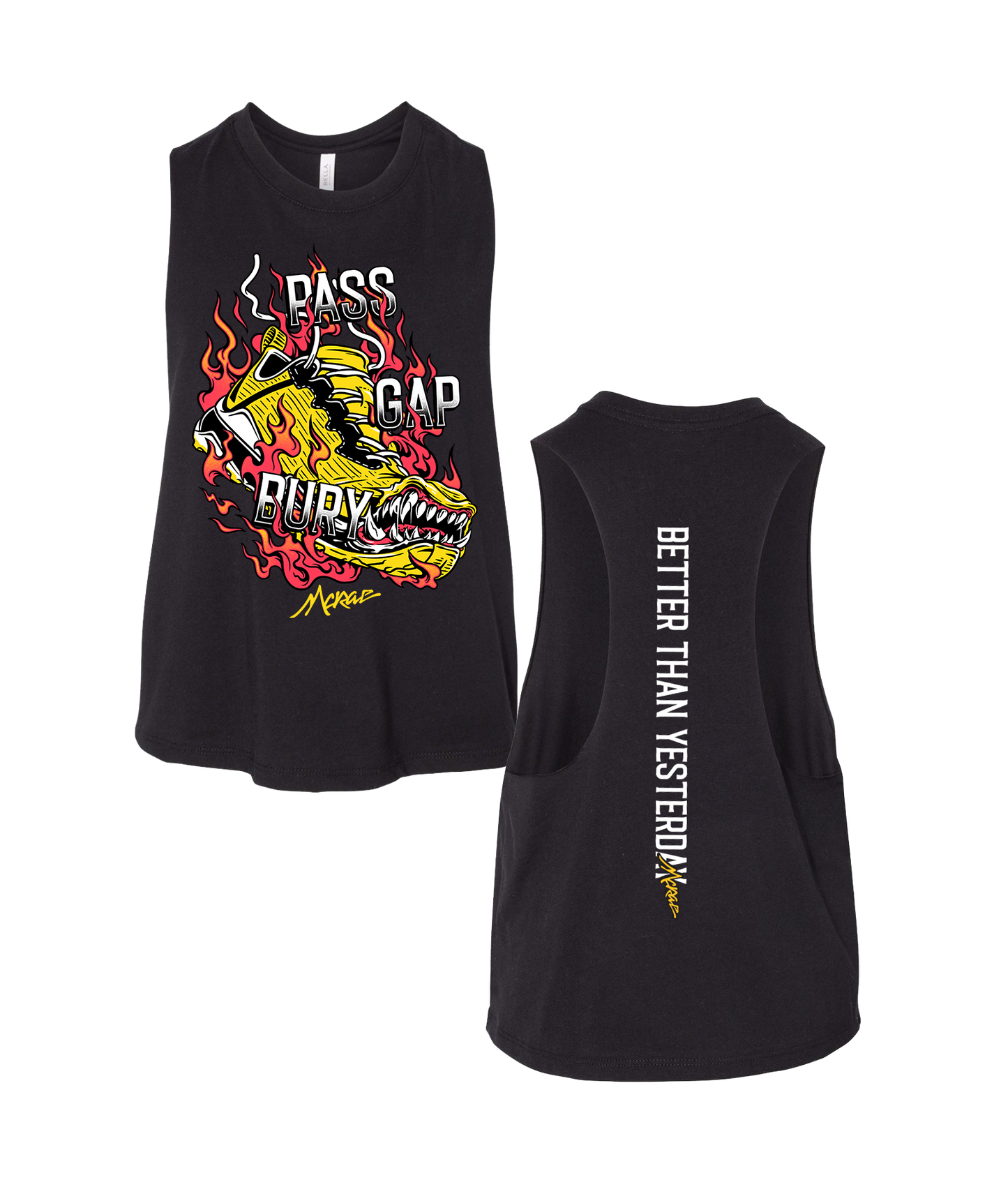 Pass Gap Bury Racerback Crop Tank - Black V3