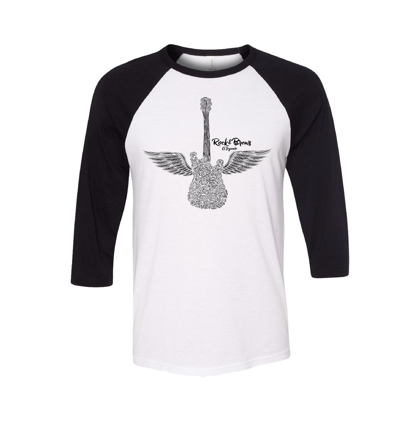 Rock and Brews Mens Rose Guitar Raglan